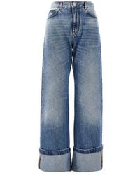 Pinko - Wide Leg Jeans With Turned-Up Hem - Lyst