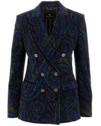 Etro - Paisley Print Corduroy Double-Breasted Jacket - Lyst