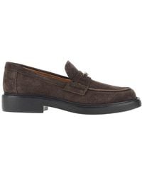 Tod's - Suede Leather Loafers With Logo - Lyst
