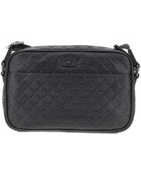 Emporio Armani - Eagle Motif Embossed Leather Crossbody Bag - Lyst