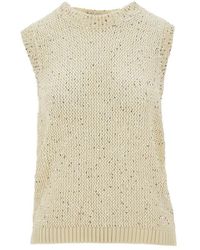 Golden Goose - Sequinned Mesh Knit Tank Top - Lyst