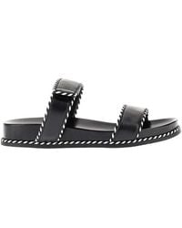 Emporio Armani - Nappa Leather Double-Strap Slides - Lyst