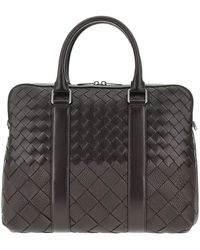 Bottega Veneta - Intrecciato Leather Business Bag - Lyst