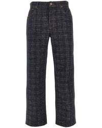 Burberry - Check Denim Loose Fit Jeans - Lyst