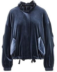 Emporio Armani - Chenille Blouson Jacket With Gathered Neck - Lyst
