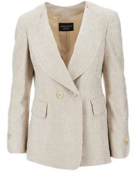 Emporio Armani - Icon Laminated Viscose Double-Breasted Jacket - Lyst