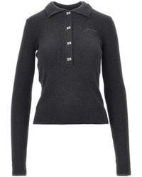 Ganni - Butterfly Buttons Knitted Polo Shirt - Lyst
