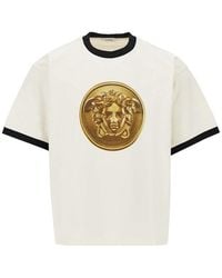 Versace - Cotton T-Shirt With Medusa Coin Print - Lyst