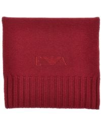 Emporio Armani - Wool Scarf With Logo Embroidery - Lyst