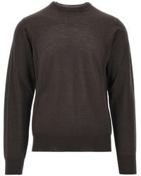 Emporio Armani - Virgin Wool Sweater With Eagle Embroidery - Lyst