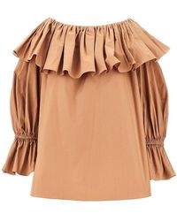 Chloé - Ruffled Poplin Blouse - Lyst