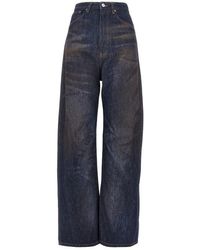 MM6 by Maison Margiela - Used Effect Wide Leg Jeans - Lyst