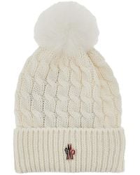 Moncler - Wool Beanie Hat With Fur Pompom - Lyst