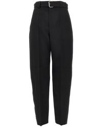 Bottega Veneta - Compact Wool Pants With Belt - Lyst