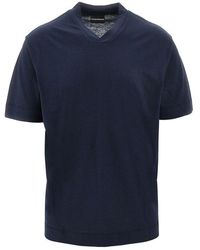 Emporio Armani - Cotton And Silk-Blend Short-Sleeved T-Shirt - Lyst