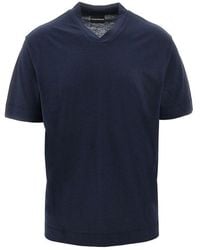 Emporio Armani - Cotton And Silk-Blend Short-Sleeved T-Shirt - Lyst