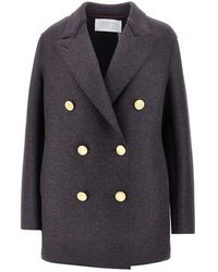 Harris Wharf London - Pressed Wool Double-Breasted Peacoat - Lyst