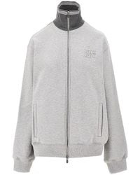 Miu Miu - Mélange Cotton Full-Zip Sweatshirt - Lyst