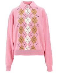 Miu Miu - Mid-Zip Cashmere Polo Sweater - Lyst