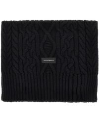 Emporio Armani - Wool-Blend Scarf With Logo Label - Lyst