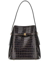 TOTEME - Croco-Embossed Leather Belted Bucket Bag - Lyst