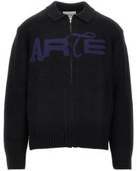Arte' - Knitted Cardigan With Logo Embroidery - Lyst