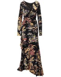 Etro - Stretch Viscose Long Dress With Print - Lyst