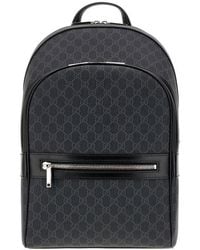 Gucci - Gg Supreme Fabric And Leather Backpack - Lyst