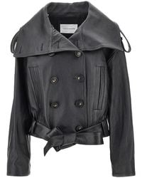 7 For All Mankind - Leather Double-Breasted Jacket - Lyst