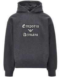 Emporio Armani - Soft Touch Logo Embroidery Hoodie - Lyst