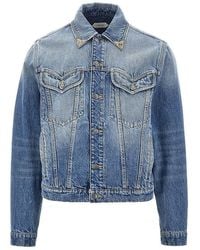 Versace - Denim Jacket With Medusa Details - Lyst