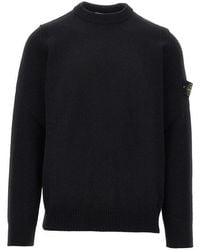 Stone Island - Knitted Sweater With Logo Badge - Lyst