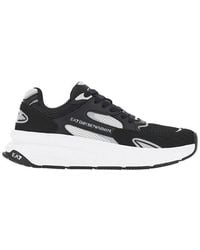 EA7 - Faux Leather And Mesh Sneakers - Lyst