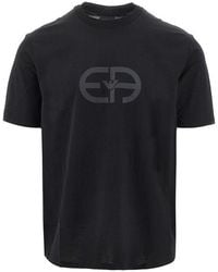 Emporio Armani - Logo Print Lyocell-Blend T-Shirt - Lyst