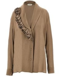 Alberta Ferretti - Ruffled Crepe Shirt - Lyst