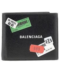 Balenciaga - Stickers Print Arena Leather Bi-Fold Wallet - Lyst