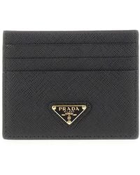 Prada - Saffiano Leather Cardholder With Logo - Lyst