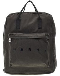 Marni - Logo Print Cotton Backpack Kids - Lyst