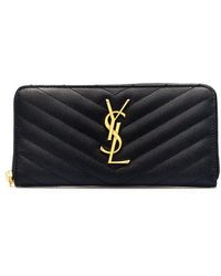 Saint Laurent - 'Cassandre' Leather Zip-Around Wallet - Lyst
