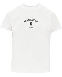 MM6 by Maison Margiela - Logo Print Jersey T-Shirt - Lyst