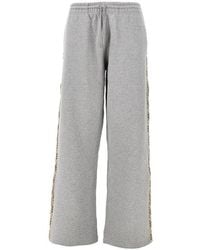 Burberry - Wide Leg Sweatpants With Check Details - Lyst