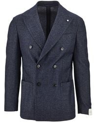 L.B.M. 1911 - L. B.M. 1911 Denim-Effect Fabric Double-Breasted Jacket - Lyst