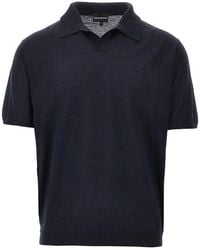 Emporio Armani - Virgin Wool And Silk Polo Shirt - Lyst