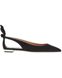 Aquazzura - 'Bow Tie' Suede Leather Ballet Flats - Lyst