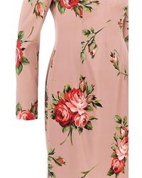 Dolce & Gabbana Roses Printed Silk Organza Dress in Pink | Lyst UK