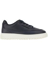 Emporio Armani - Leather Sneakers With Side Logo - Lyst