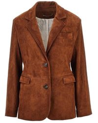 Golden Goose - 'Robyn' Suede Leather Single-Breasted Jacket - Lyst