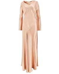 Alberta Ferretti - Shiny Satin Long Dress - Lyst