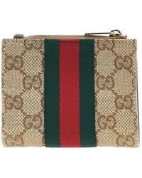 Gucci - Gg Fabric Wallet With Web Ribbon - Lyst