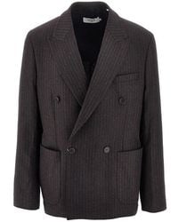 Wax London - 'Vigo' Pinstriped Double-Breasted Jacket - Lyst